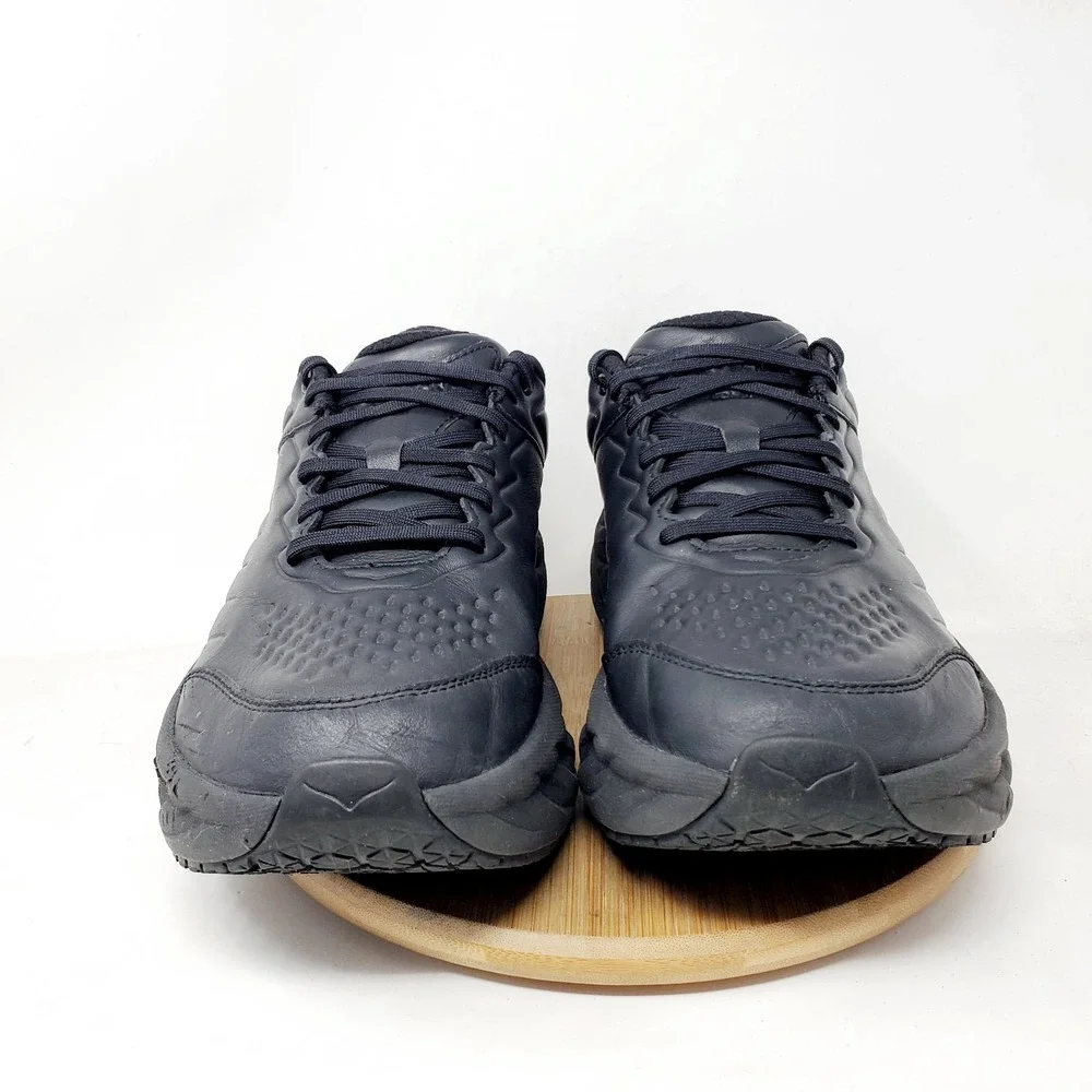 Hoka One One Bondi SR Shoes Mens 9.5 2E WIDE Triple Black Leather Work Sneaker